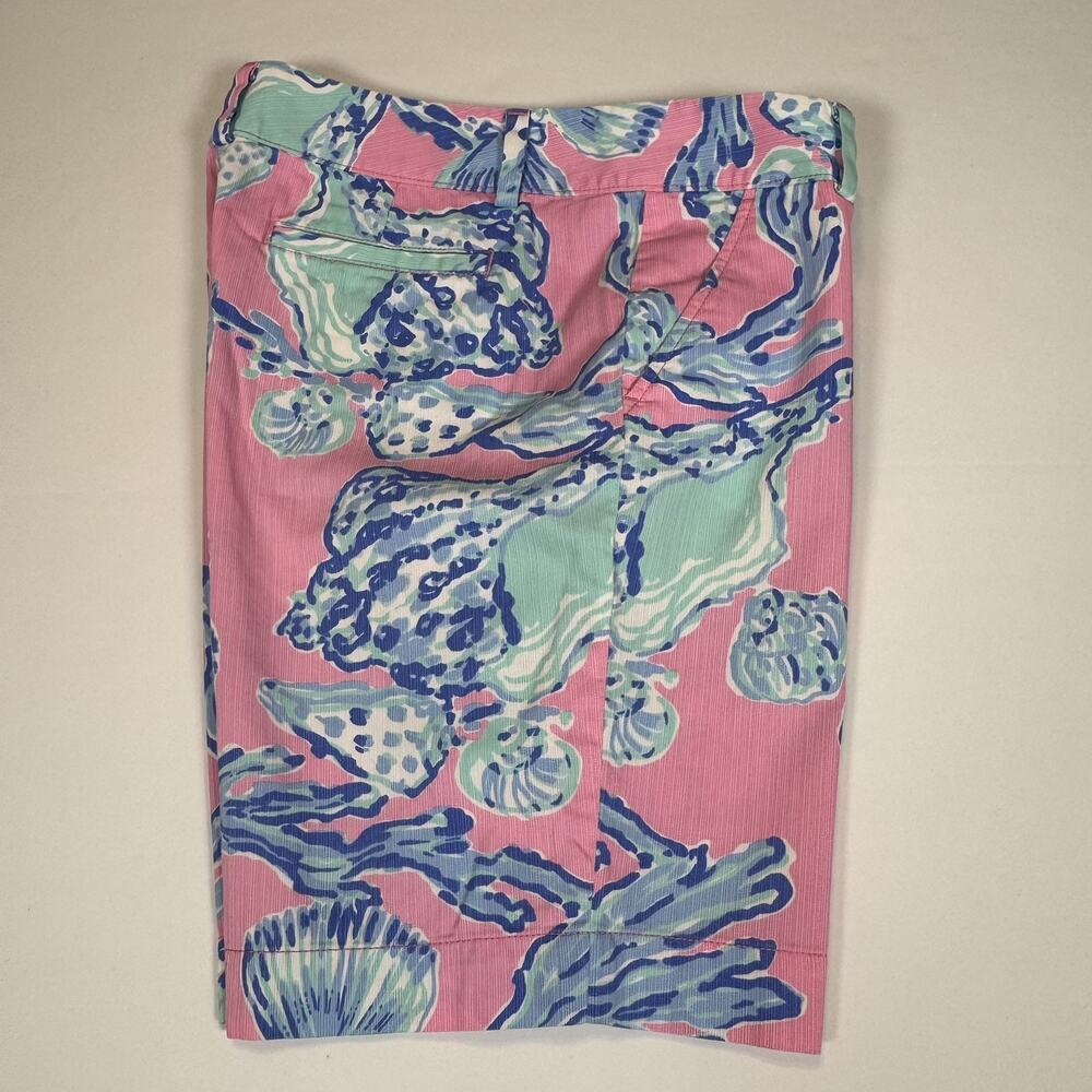 Lilly Pulitzer Women’s The Chipper Short Blue/Pink Tropical Bermuda Shorts Sz 12 - Picture 7 of 16